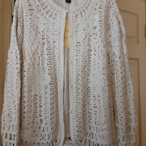 Dialogue Crocheted Cardigan Sweater Jacket Sz M